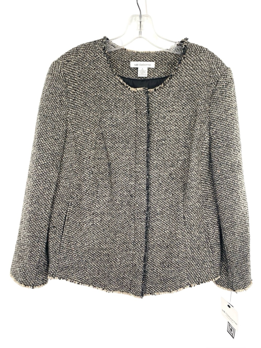 Liz Claiborne Wool Blend Tweed Blazer Jacket Size Large New